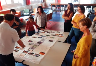 Formation « Fresque du climat » suite au partenariat Limoges durable avec le groupe La Poste, le 06 juillet 2023, en présence des conseillers de quartier du Val de l’Aurence-Roussillon, Les Ponts-Le Sablard, Le Vigenal-La Bastide, Limoges Grand Centre